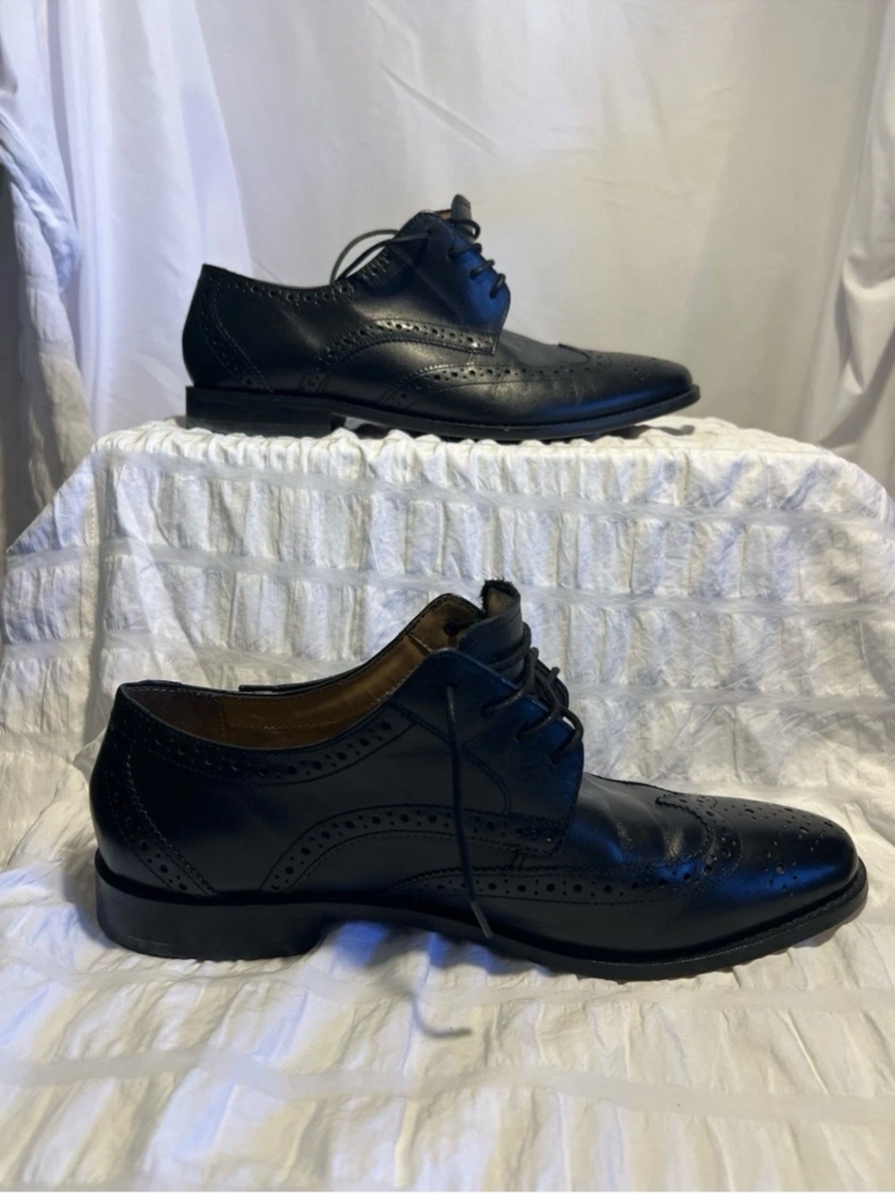 Men’s 9.5 D Florsheim Black Leather Wingtip Derby Dress Shoes